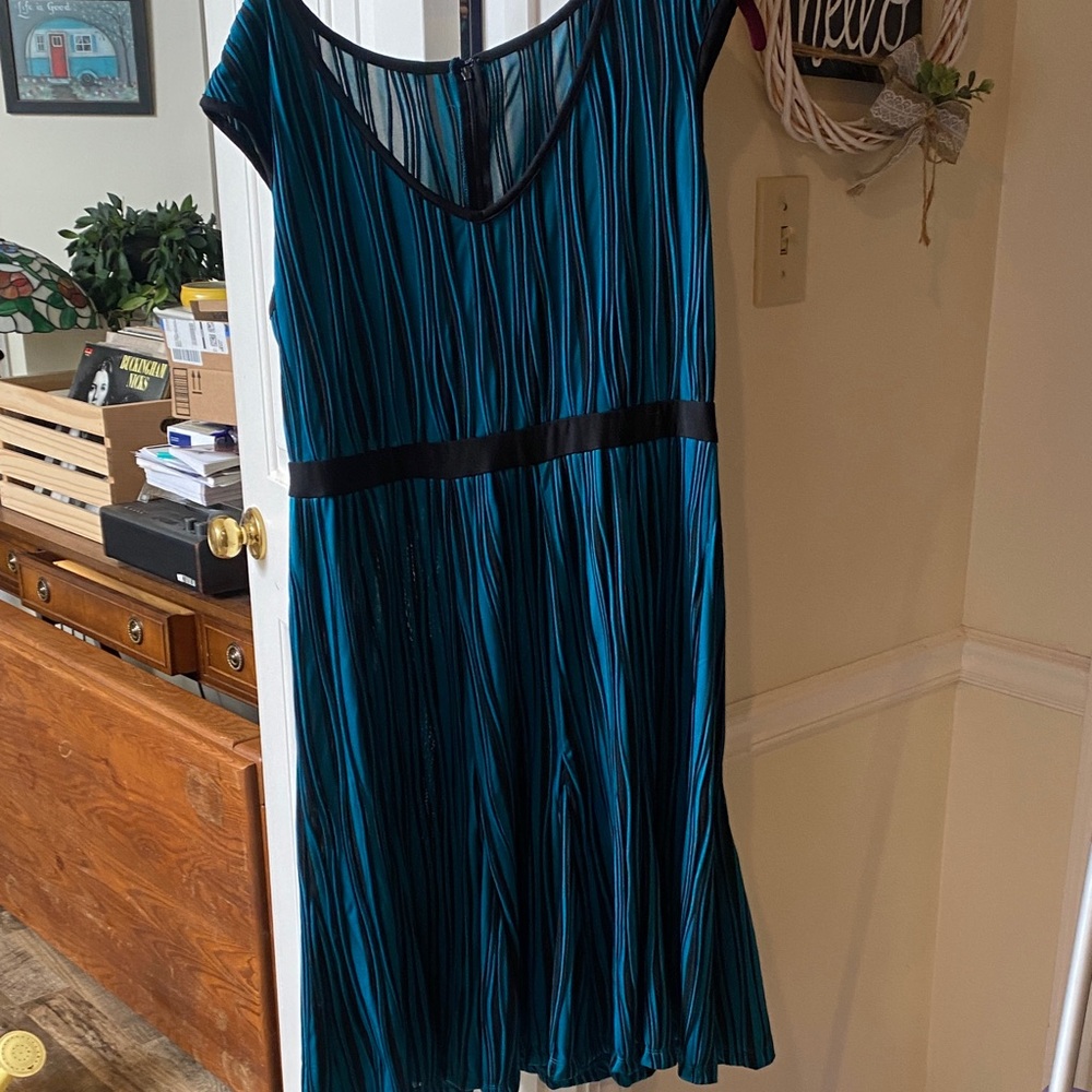 Teal and Black Striped Dress